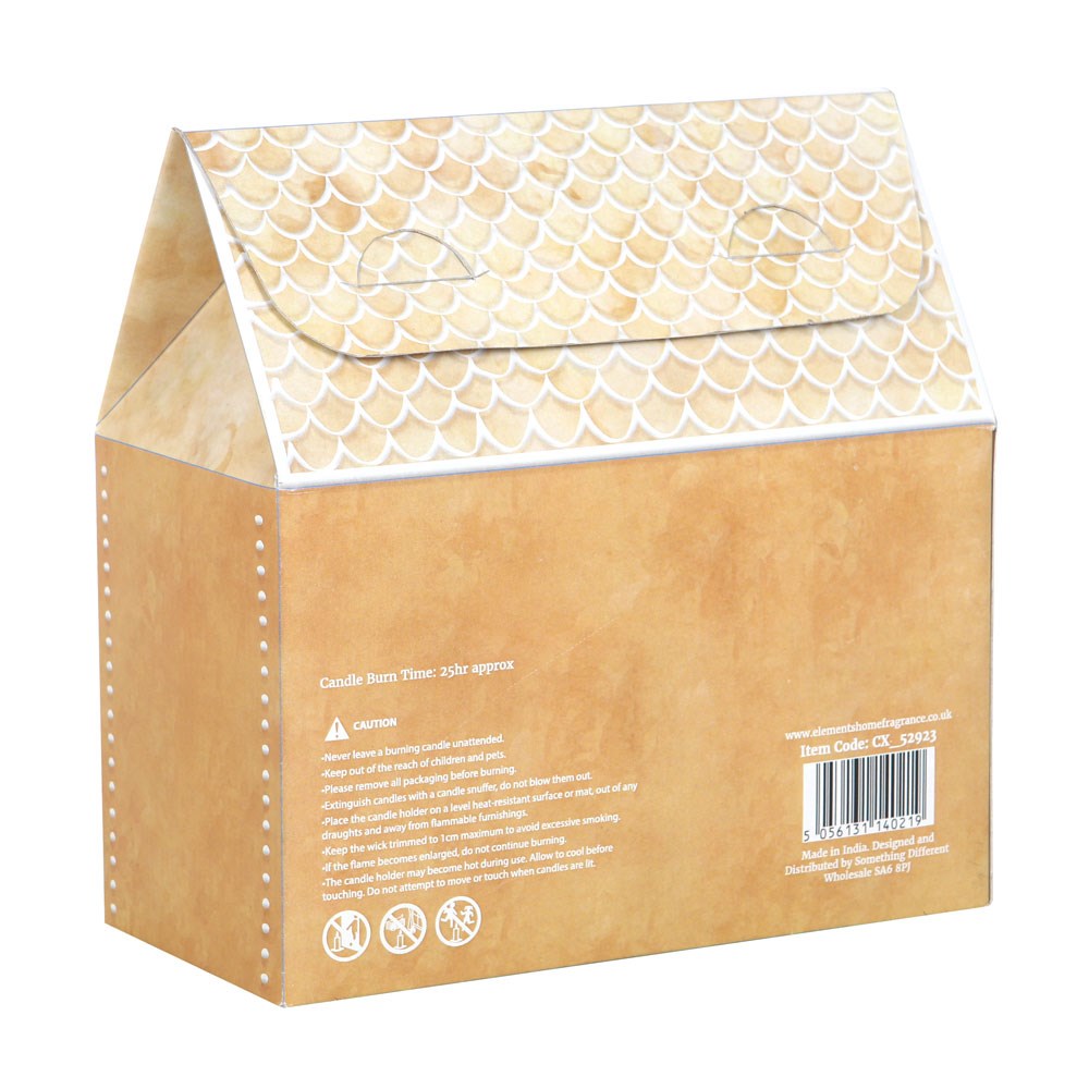 Pack de 2 velas con tapa de corcho y forma de casa de jengibre